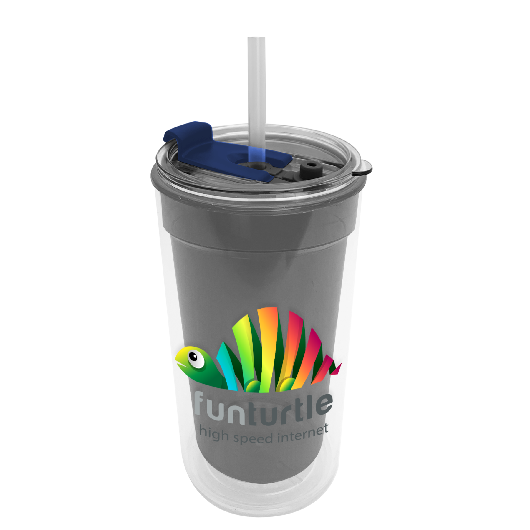Transparent Tumbler with 2-in-1 Lid with Straw - 14 oz.
